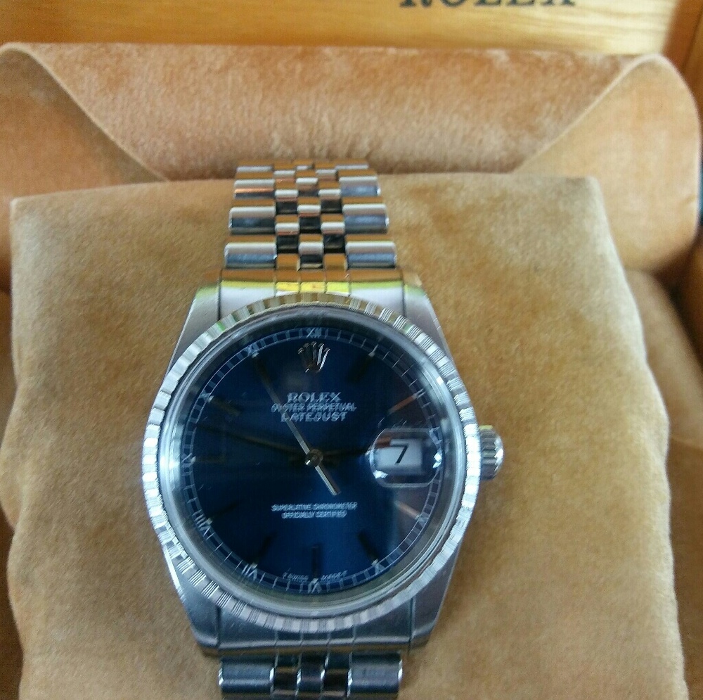 Rolex Oyster Datejust Blue Dial White Roman Watch